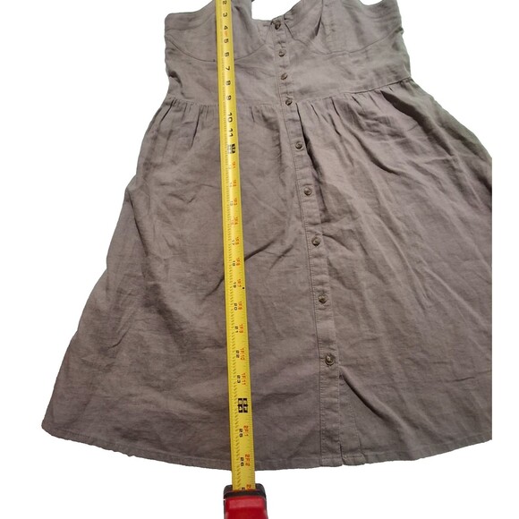 Aerie Brown Linen Blend Tie Shoulder Corset Button Front Short Sundress SZ Small - Picture 8 of 13